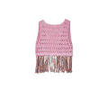 Girl's Knitted Hand Crochet Tassels Cardigan Vest